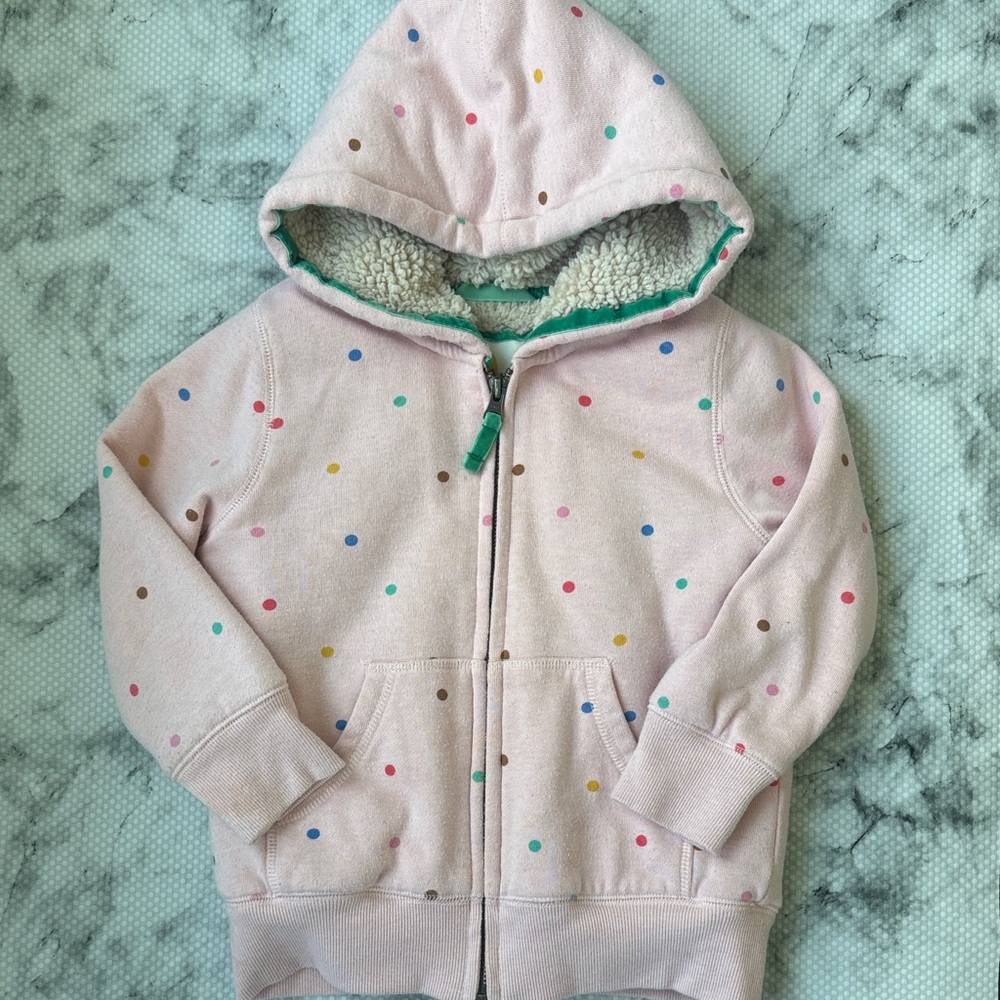 Boden Pink Hoodie with Colorful Polka Dots